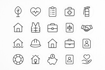 Insurance and Safety Icons Set security protection