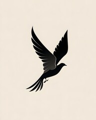 Obraz premium Minimalist bird in flight logo line art style