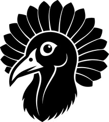 Turkey head silhouette  vector black , white background 