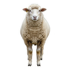 Fototapeta premium White wool sheep standing isolated on transparent background