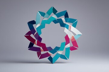 Geometric circular arrow loop logo with symmetry