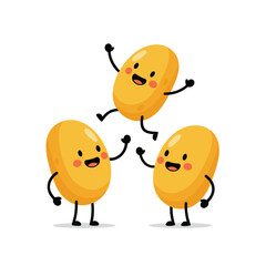 Obraz premium Happy potato characters celebrating joy and friendship, perfect for food blogs or children's content