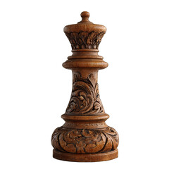 Ornate Wooden Chess Queen with Intricate Carvings.