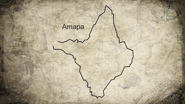 Amapa map drawn on a cartography background sheet of paper