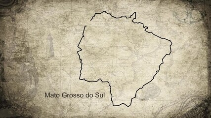 Mato Grosso do Sul map drawn on a cartography background sheet of paper - Powered by Adobe