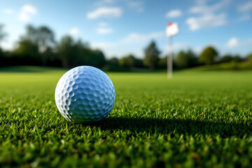 Obraz premium Golf Ball on Green Fairway Course Sport Competition Recreation Game