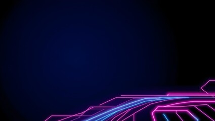 Futuristic circuit board background with neon cyan violet pink glow, 70% upper-left copy space, 4K