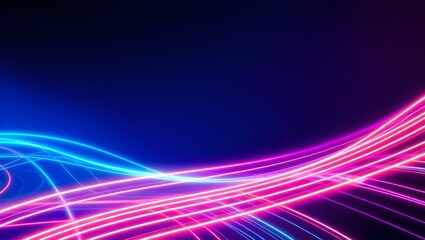 Abstract neon circuit board with glowing cyan violet pink grid lines, bottom-right design, copy space, 4K
