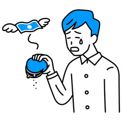 金欠で嘆く若い男性