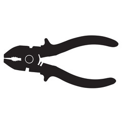black and white vector silhouette on a Combination plier on a white background