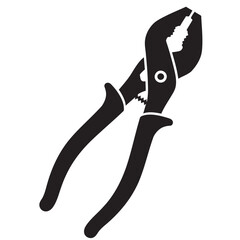 black and white vector silhouette on a Combination plier on a white background