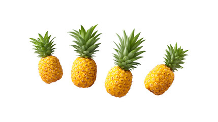 Several pineapples floating in the air
