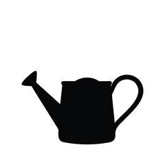 Garden watering can pouring water silhouette vector illustration, used for gardening and plant care, Garden watering potsilhouette vector illustration