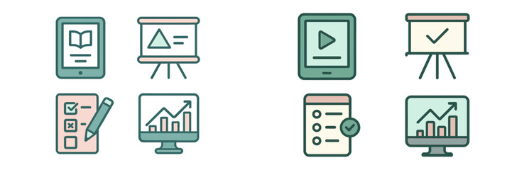 Business and Online Education Icons, Minimalist flat design