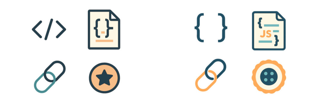 Coding and Data Symbols, Minimalist flat design