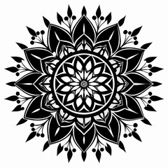 WildBloom Mandala Series vector clean black silhouette design white background