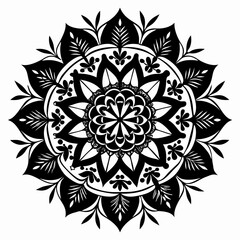 WildBloom Mandala Series vector clean black silhouette design white background