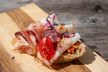 Typical products, typical South Tyrolean dishes, cheeses, sausages and Tyrolean desserts