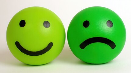 Two green eggs with faces illustrating emotional friction map concept as a clean chart for identification purposes