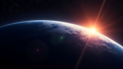 Obraz premium Sunrise over Planet Earth from Outer Space