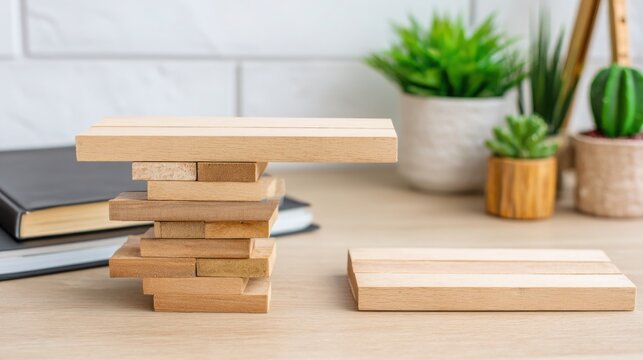 Stack of wooden blocks illustrating emotional trust bridge concept as a visual representation of stability and connection