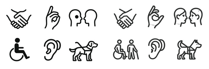 Disability and Assistance Symbols, Minimalist flat design