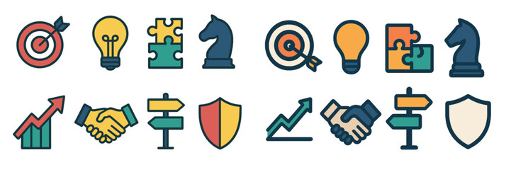Business Strategy Icons Collection, Minimalist flat design