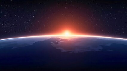 Fototapeta premium Sunrise over Planet Earth from Outer Space