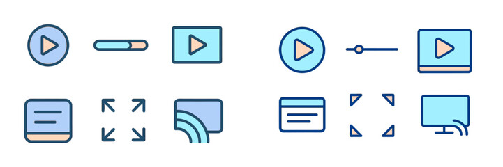 Media Playback and Control Symbols, Minimalist flat design