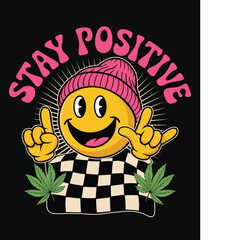 Stay Positive Smiley Face Retro Design