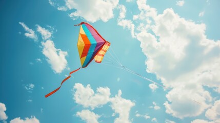 Blue Kites Flying High: Fun Leisure Activity on Sunny Summer Skies