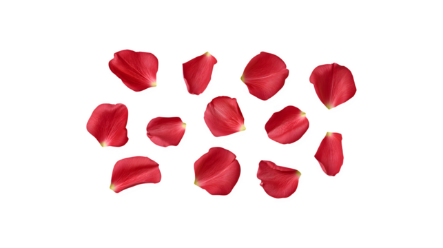 A few vibrant red flower petals scattered elegantly
