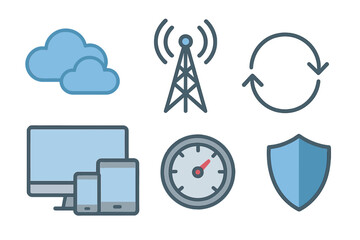 Obraz premium Digital Technology Icons for Connectivity and Security