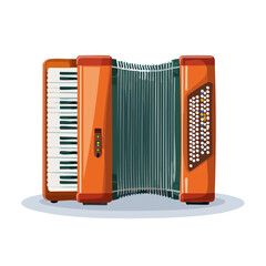 Accordion instrument, musical keyboard illustration, wind instrument, folk instrument, orange accordion