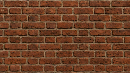 Fototapeta premium An old red brick wall with a textured pattern of cement and stone blocks
