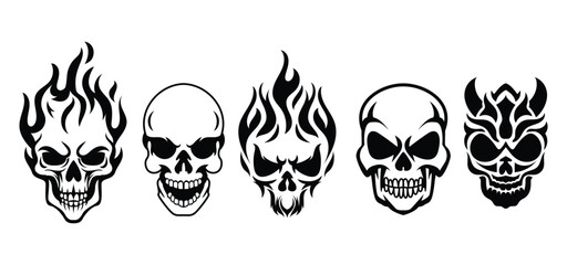 Skull silhoette vector, bones illustration