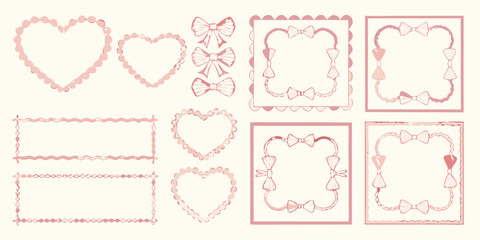 Cute Pink Frames and Bows Collection for Valentine s Day and Girly Designs
