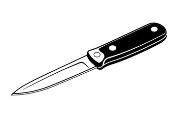 black silhouette of a knife or folding knife without background.