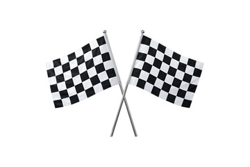 Fototapeta premium Two checkered black and white race flags fluttering in the wind 