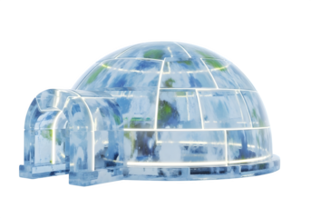 Transparent ice igloo isolated on transparent background, a symbol of arctic architecture and winter shelter, perfect for travel and environmental concepts