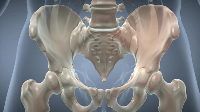 Pelvis anatomy, medical illustration of the human skeletal structure