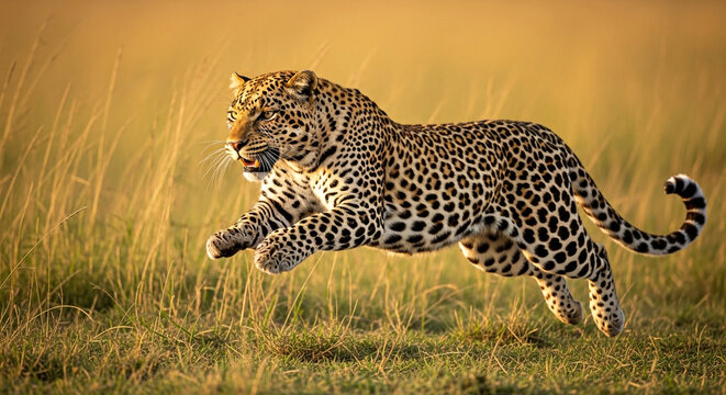Leopard running wildlife predator feline animal big cat safari Africa wild nature photography mammal