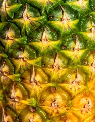 Fototapeta premium Close Up of Pineapple Skin Displaying Yellow Green Textured Outer Surface