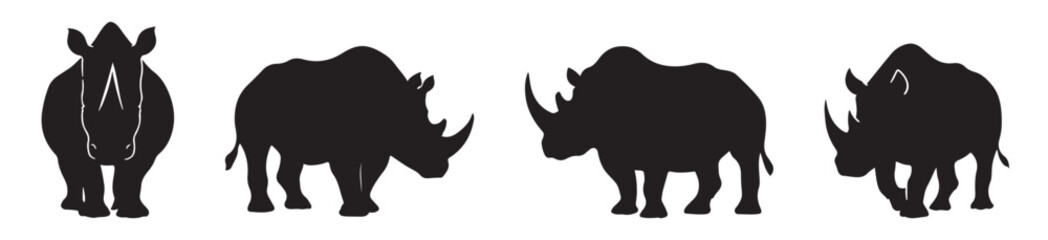 black and white rhino silhouettes