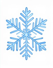 Delicate Blue Snowflake Geometric Watercolor Design on White Background