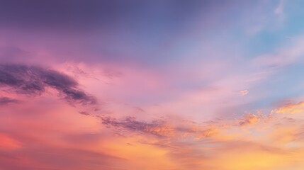 Naklejka premium Sunset Sky Panorama With Colorful Clouds