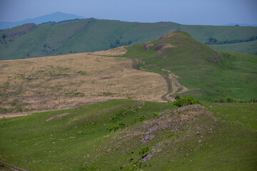 Naklejka premium Krabbe Peninsula in summer. Khasansky District of Primorsky Krai. Nature of the Far East. Sea of ​​Japan.