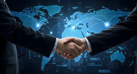 Global Business Partnership Handshake Deal Teamwork Collaboration Worldwide Network International Cooperation Success Agreement
