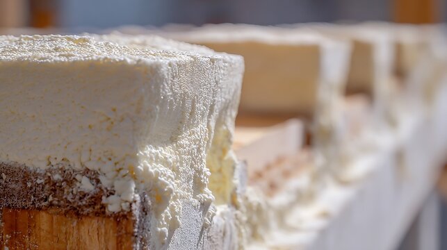 Close-up of Foamed Insulation Applied to Wall Interior Framing