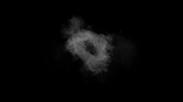 Realistic Smoke Cloud in the Center on Transparent Background &ndash; White and Gray Fog Effect, Atmospheric Mist, Abstract Vapor Element for Fire, Steam, Explosion or Cinematic Animation